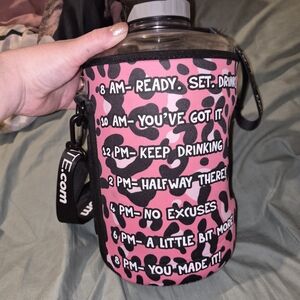 Pink and Black Motivational Water Jug